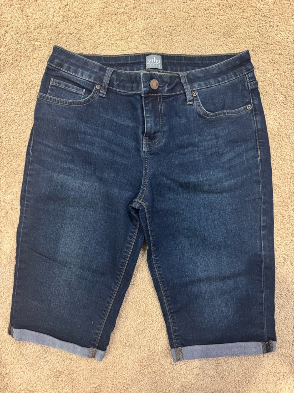 New York & Company Soho Dark Blue Bermuda Jean Shorts